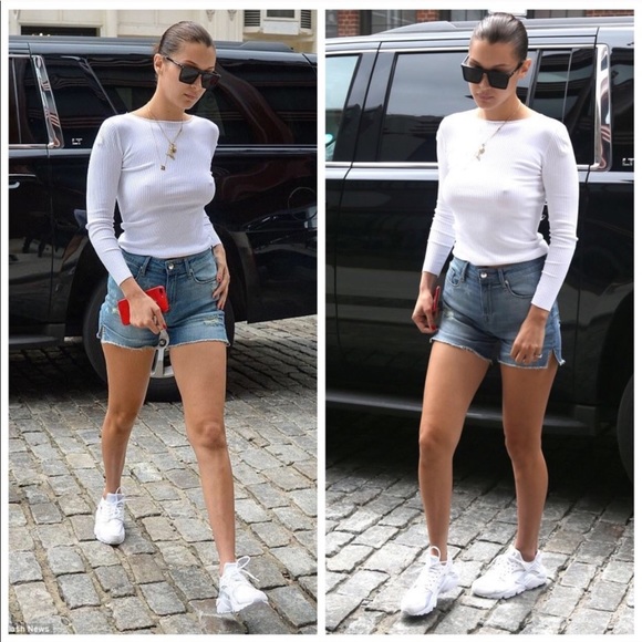 good american high waisted shorts